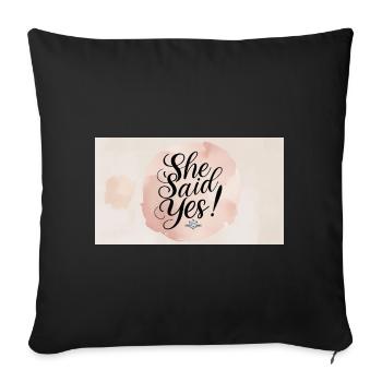 Sie sagte Ja – Verlobungsfeier Stil - Sofakissenbezug 45 x 45 cm - Schwarz - Vorne