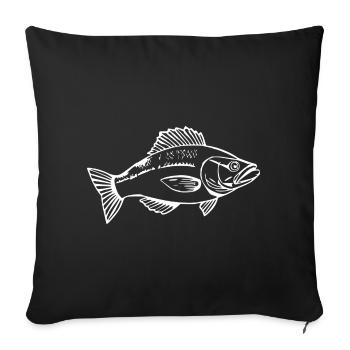 Fish Angler T-shirt Cadeau Angler - Housse de coussin décorative 45 x 45 cm - noir - Devant