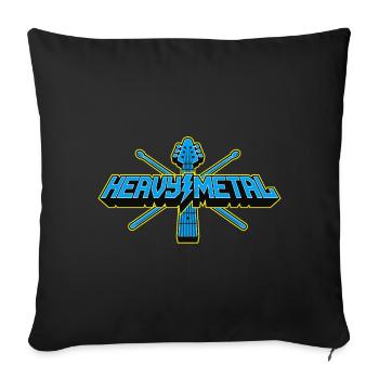 Heavy Metal Guitar and Drumsticks 3D Logo - Sofa pillowcase 17,3'' x 17,3'' (45 x 45 cm) - black - Front