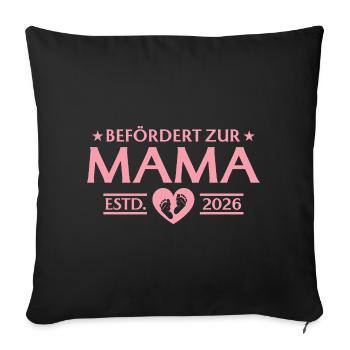 Promue au rang de maman 2026 Maternité - Housse de coussin décorative 45 x 45 cm - noir - Devant