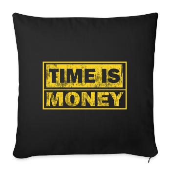 Time is money – black and yellow design - Sofa pillowcase 17,3'' x 17,3'' (45 x 45 cm) - black - Front
