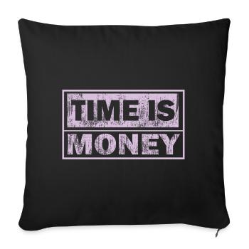 Le temps est de l’argent panneau néon - Housse de coussin décorative 45 x 45 cm - noir - Devant