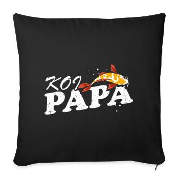 Koi Papa Étang Drôle Papa Éleveur de Poissons Fierté - Housse de coussin décorative 45 x 45 cm - noir - Devant