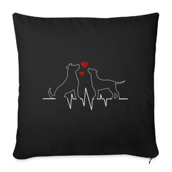 Cadeau de battement de cœur pour chien amoureux - Housse de coussin décorative 45 x 45 cm - noir - Devant
