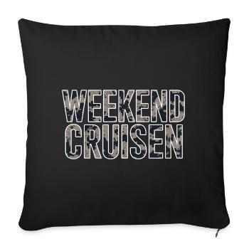 Autocollant de t-shirt de croisière du week-end pour les fans de tuning - Housse de coussin décorative 45 x 45 cm - noir - Devant