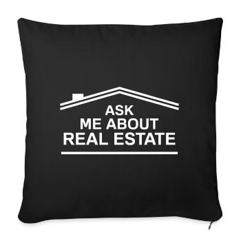 Demandez-moi des informations sur l’immobilier Agent immobilier drôle - Housse de coussin décorative 45 x 45 cm - noir - Devant