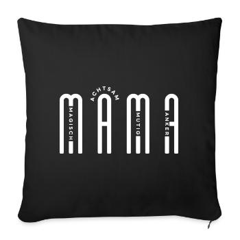 Modernes MAMA Design in Weiß für dunkle Mode - Sofakissenbezug 45 x 45 cm - Schwarz - Vorne