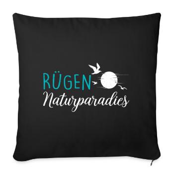 Insel RÜGEN NATURPARADIES Rügen Urlaub Lustig - Sofakissenbezug 45 x 45 cm - Schwarz - Vorne