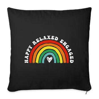 T-shirt arc-en-ciel Hippy Arc en forme de cœur arc-en-ciel - Housse de coussin décorative 45 x 45 cm - noir - Devant