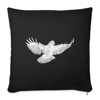 Art de silhouette de l’oiseau de proie en vol - Housse de coussin décorative 45 x 45 cm - noir - Devant