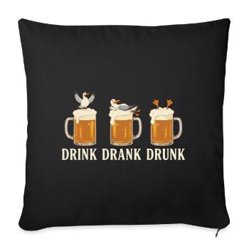 Drink Drank Drunk Beer Seagulls Beach - Sofakissenbezug 45 x 45 cm - Schwarz - Vorne
