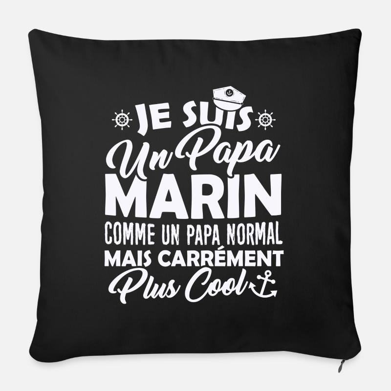 Tshirt Papa Marin Cool - Housse de coussin décorative 45 x 45 cm - noir