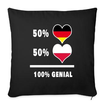Allemagne et Pologne génial / cadeau drapeau - Housse de coussin décorative 45 x 45 cm - noir - Devant