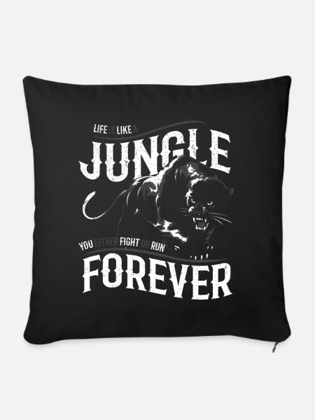 idée cadeau panthère noire chat sauvage félins - Housse de coussin décorative 45 x 45 cm - noir