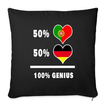 Germany and Portugal Genial / Gift - Sofa pillowcase 17,3'' x 17,3'' (45 x 45 cm) - black - Front