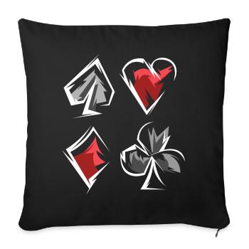 Skat Poker Jeu de Cartes Jeu Couleurs Coeur de Pique Caro - Housse de coussin décorative 45 x 45 cm - noir - Devant
