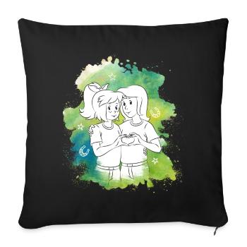 Bibi und Tina Lineart grün - Sofakissenbezug 45 x 45 cm - Schwarz - Vorne