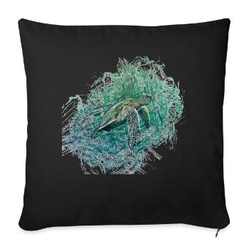 tortue - Housse de coussin décorative 45 x 45 cm - noir - Devant