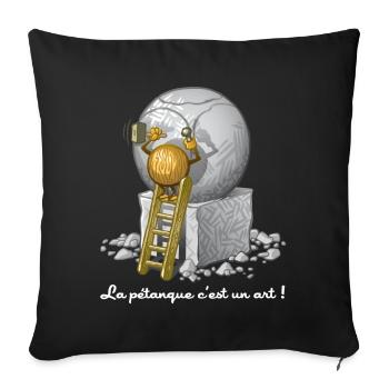 Art et pétanque - Housse de coussin décorative 45 x 45 cm - noir - Devant