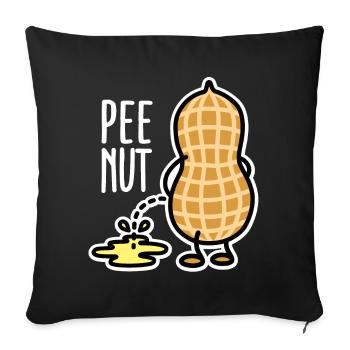 Lustig PEE-NUT  Nuss Erdnuss pinkeln Wortspiel - Sofakissenbezug 45 x 45 cm - Schwarz - Vorne
