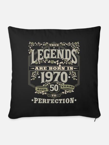 Vintage 1970 50th Birthday Legend Gift - Sofa pillowcase 17,3'' x 17,3'' (45 x 45 cm) - black