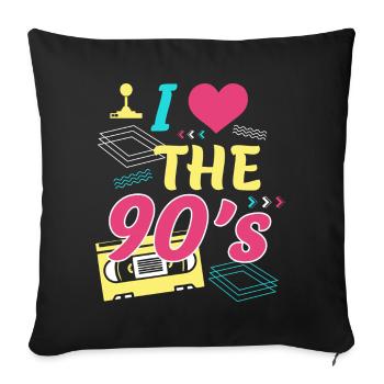 Rétro I Love 90s Outfit Heart Party Gifts - Housse de coussin décorative 45 x 45 cm - noir - Devant