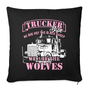 Stolze LKW Fahrerin Trucker Babe Brummi Lastwagen - Sofakissenbezug 45 x 45 cm - Schwarz - Vorne