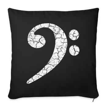 Bass clef with a cool grunge effect in a used look - Sofa pillowcase 17,3'' x 17,3'' (45 x 45 cm) - black - Front