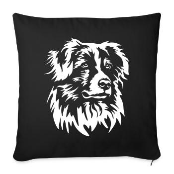 Australian Shepherd head "Black Edition" - Sofa pillowcase 17,3'' x 17,3'' (45 x 45 cm) - black - Front