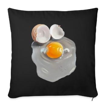 image d’oeuf en gris abstrait - Housse de coussin décorative 45 x 45 cm - noir - Devant