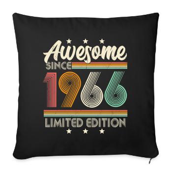 55e anniversaire Vintage 1966 naissance rétro - Housse de coussin décorative 45 x 45 cm - noir - Devant