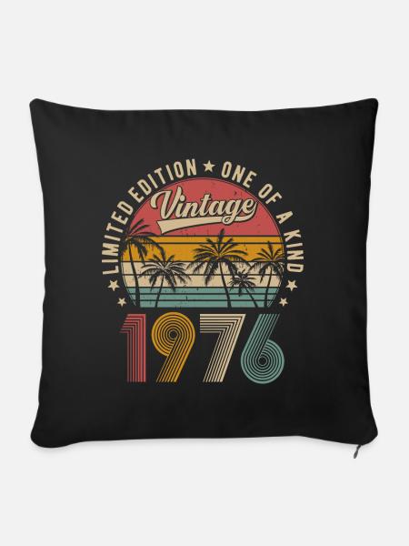 Jahrgang 1976 Vintage Retro Geburtstag Geschenk - Sofakissenbezug 45 x 45 cm - Schwarz