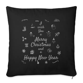 Christmas ornaments Merry Xmas Happy New Year - Sofa pillowcase 17,3'' x 17,3'' (45 x 45 cm) - black - Front