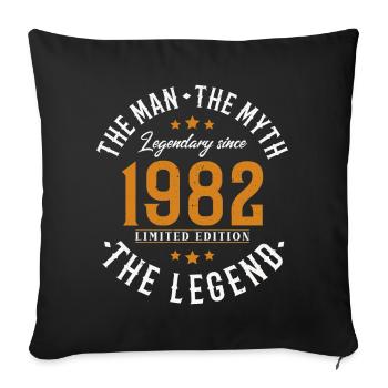 1982 Man Myth Legend Cadeau d’anniversaire - Housse de coussin décorative 45 x 45 cm - noir - Devant