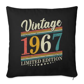 Born in 1967 Year of birth Retro Vintage Birthday - Sofa pillowcase 17,3'' x 17,3'' (45 x 45 cm) - black - Front