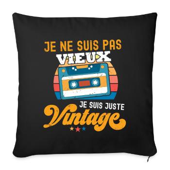 Cassette Vintage Arc ciel Nostalgie - Housse de coussin décorative 45 x 45 cm - noir - Devant