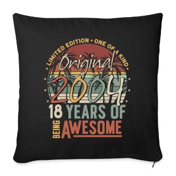 18 birthday 2004 vintage vintage birthday - Sofa pillowcase 17,3'' x 17,3'' (45 x 45 cm) - black - Front