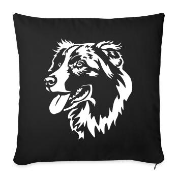 Australian Shepherd Head "Black Edition" - Sofa pillowcase 17,3'' x 17,3'' (45 x 45 cm) - black - Front
