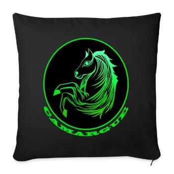 Cheval de Camargue vert fluo - Housse de coussin décorative 45 x 45 cm - noir - Devant