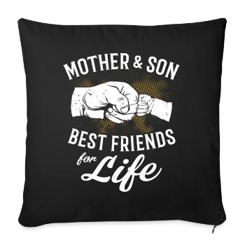 Mère et fils - Meilleurs amis pour la vie - Housse de coussin décorative 45 x 45 cm - noir - Devant