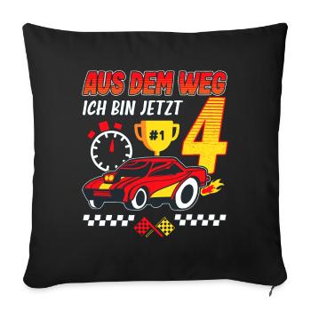 4. Geburtstag Rennwagen 4 Jahre alt Rennfahrer - Sofakissenbezug 45 x 45 cm - Schwarz - Vorne