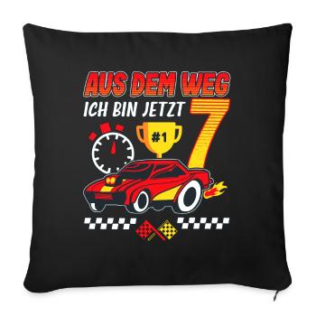 7. Geburtstag Rennwagen 7 Jahre alt Rennfahrer - Sofakissenbezug 45 x 45 cm - Schwarz - Vorne