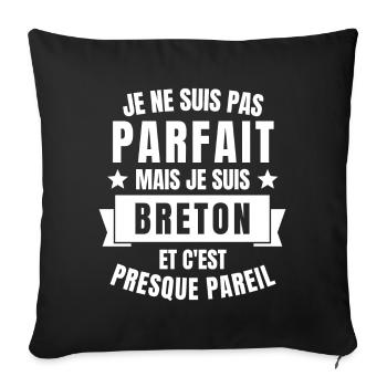 Bretagne, Bretagne humour, Breton - Housse de coussin décorative 45 x 45 cm - noir - Devant