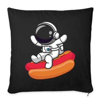 Hot Dog Fast Food Astronaut Astronomy - Sofa pillowcase 17,3'' x 17,3'' (45 x 45 cm) - black - Front