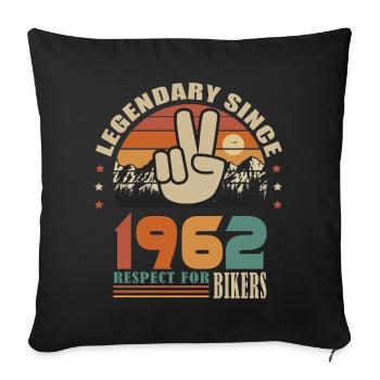moto anniversaire né en 1962 motard 60 ans - Housse de coussin décorative 45 x 45 cm - noir - Devant