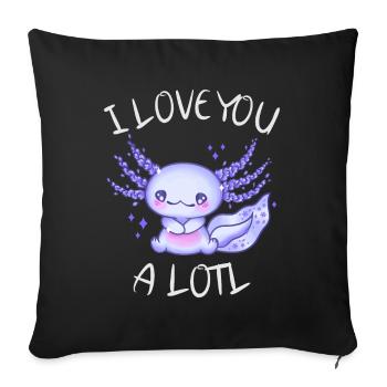 I love you a lotl Axolotl in love - Sofa pillowcase 17,3'' x 17,3'' (45 x 45 cm) - black - Front