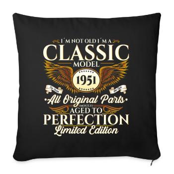 Vintage 1951 Anniversaire Vintage Cadeau Hommes - Housse de coussin décorative 45 x 45 cm - noir - Devant