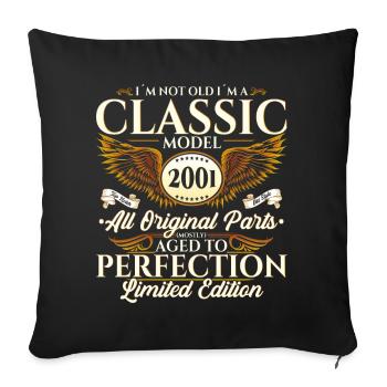 Vintage 2001 21. Geburtstag Jahrgang 01 Geschenk - Sofakissenbezug 45 x 45 cm - Schwarz - Vorne