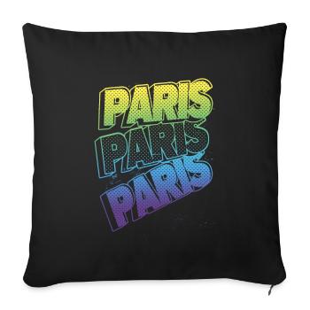 Paris France City Font Skyline Accueil - Housse de coussin décorative 45 x 45 cm - noir - Devant