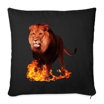 Animal sauvage lion en feu - Housse de coussin décorative 45 x 45 cm - noir - Devant